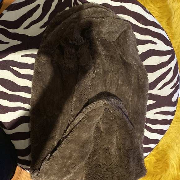 Vintage coffe brown faux fur round  scarf - Picture 4 of 7